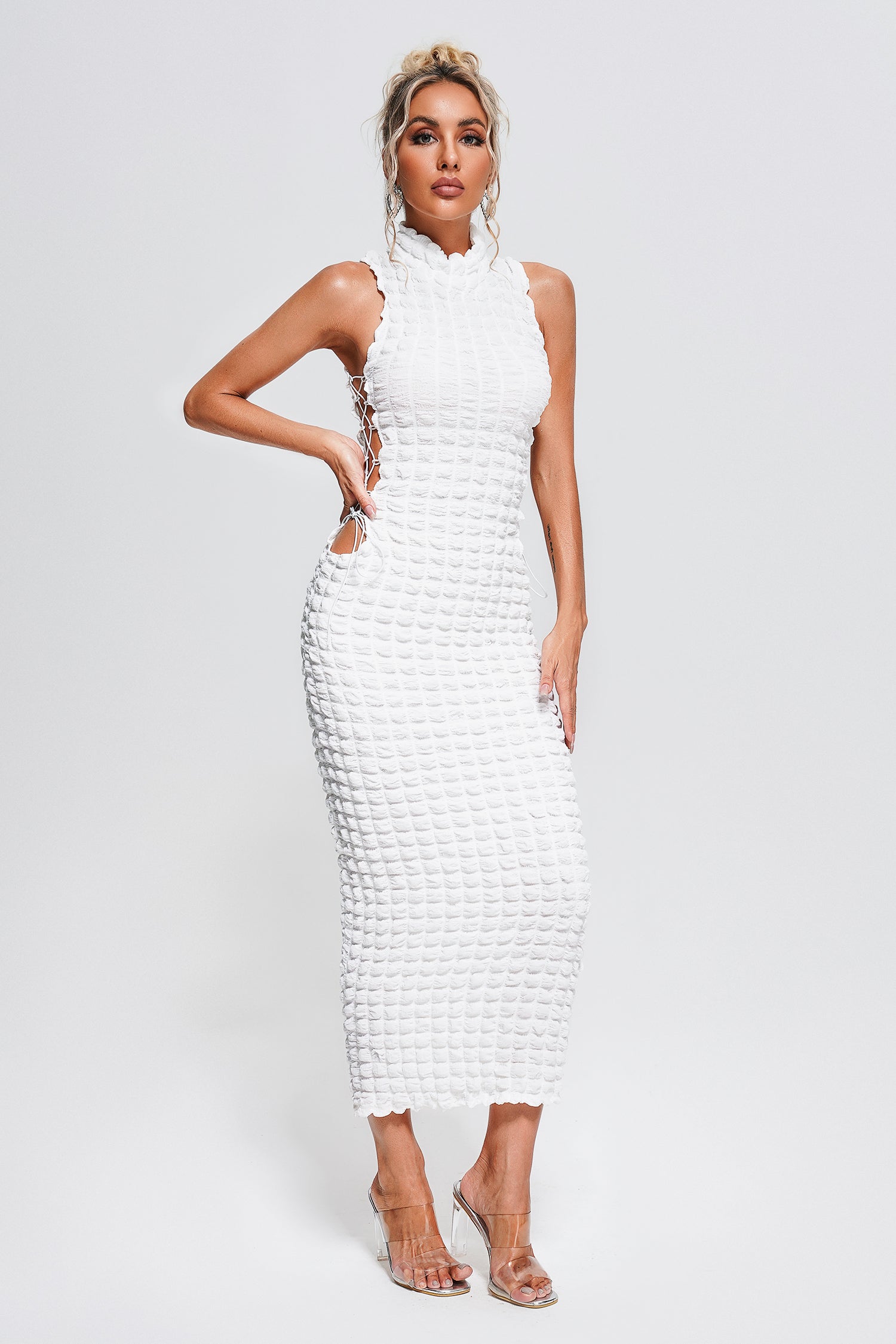 ELLIOTT LACE UP MIDI DRESS The House of Pinks AE ELLIOTT LACE UP MIDI DRESS The House of Pinks AE