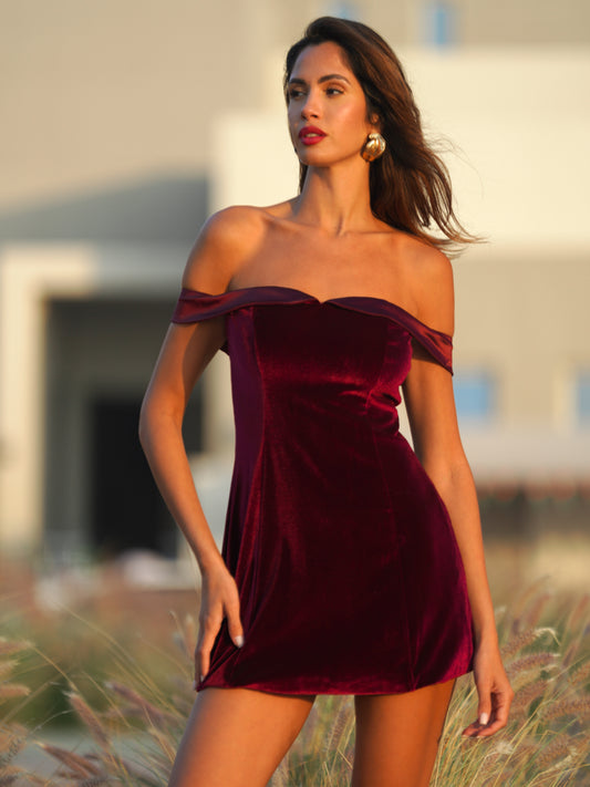 Crimson Allure Mini Dress- Red