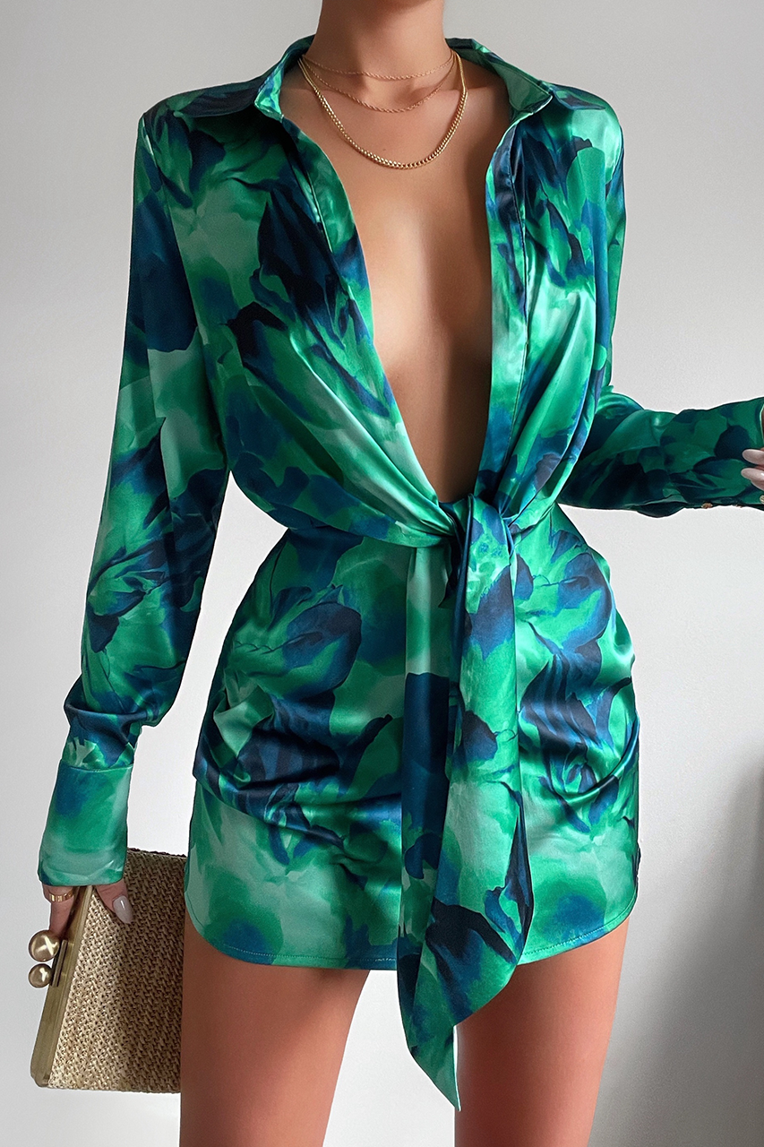 RUBY CALISTA DRESS - GREEN FLORAL The House of Pinks AE RUBY CALISTA DRESS - GREEN FLORAL The House of Pinks AE