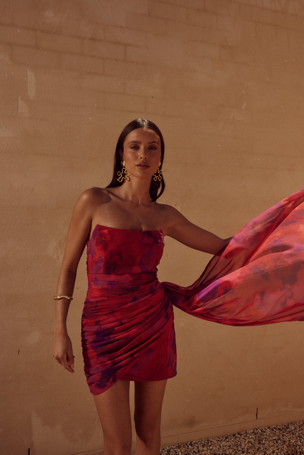 NIGHT LOVER DRESS  - SANGRIA PRINT