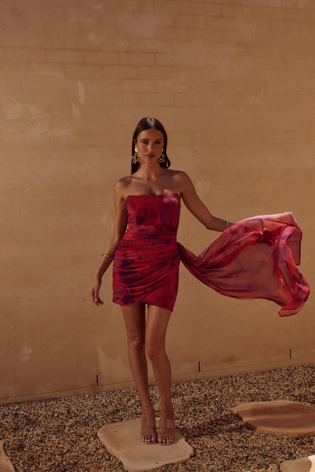 NIGHT LOVER DRESS  - SANGRIA PRINT