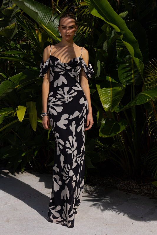 NUOVO MAXI DRESS - BLACK BOTANICA